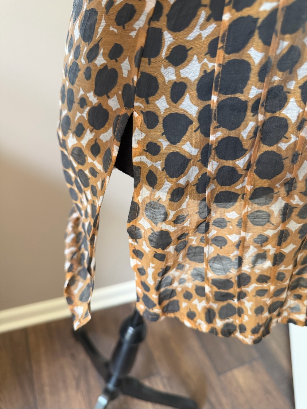 NIC+ZOE Black and Tan Printed Button-Front Blouse - Picture 2 of 12